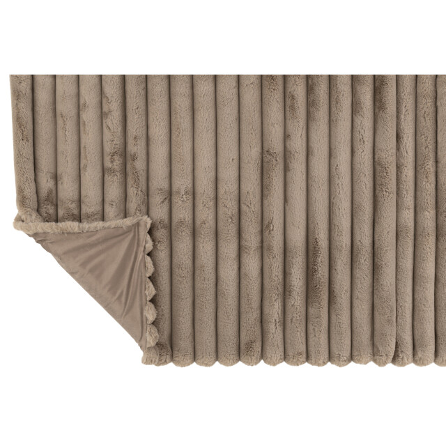 J-Line plaid large corduroy polyester taupe 180x130x2cm 3002464 large