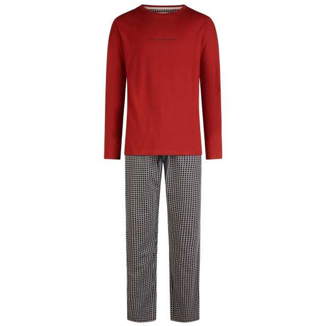 Phil & Co Heren pyjama set lang single jersey katoen rood PH-447-02 large