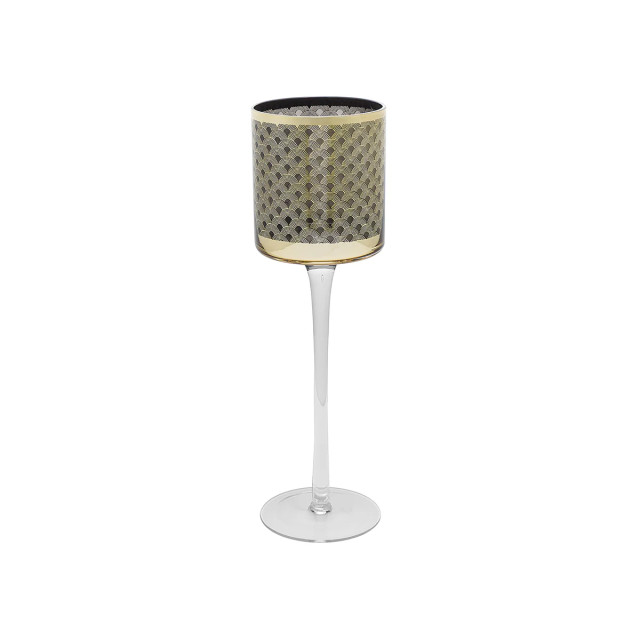 Sia Deco Decoratieve kandelaar op voet in goud en transparant glas h30 2973897 large