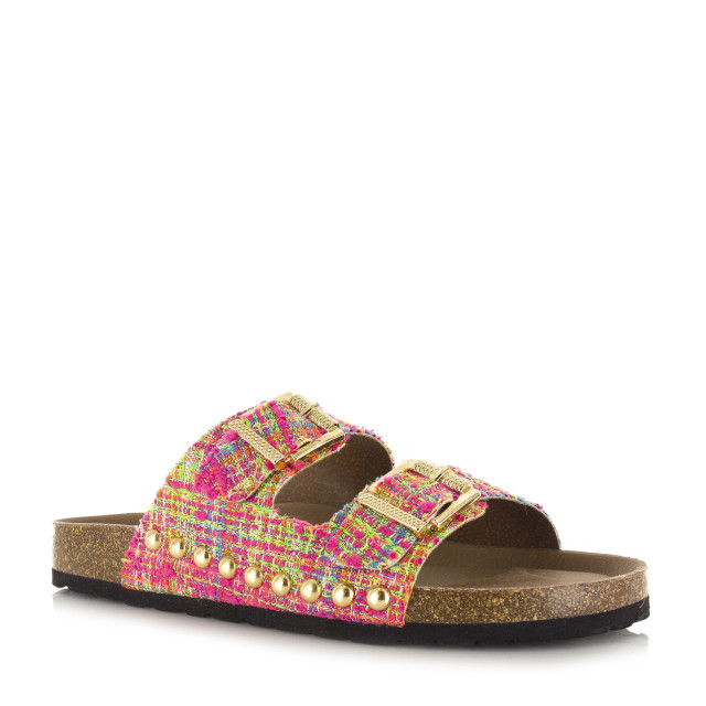 DWRS Label Dwrs malibu tweed | pink slippers met gesp dames S2714-02 5332 large