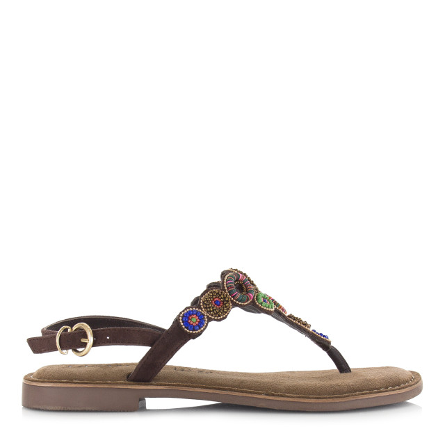 Lazamani suède teensandaal platte sandalen dames 75.314 brown-multi large