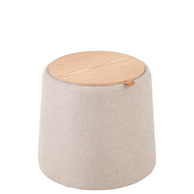 J-Line poef/bijzettafel rond textiel/hout 43.5x43.5x42.5cm 2999241 large