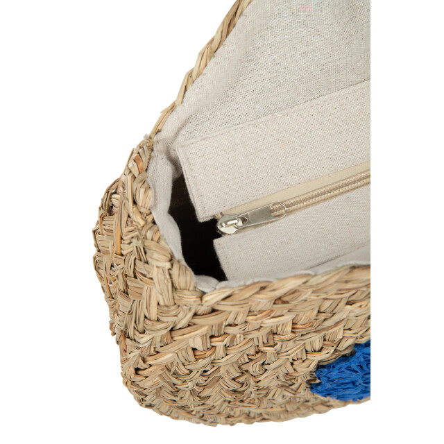 J-Line D- strandtas rond bloem zeegras nat/blauw 40x7x40cm 3009304 large