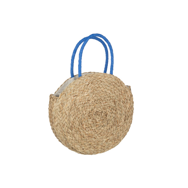 J-Line D- strandtas rond bloem zeegras nat/blauw 40x7x40cm 3009304 large