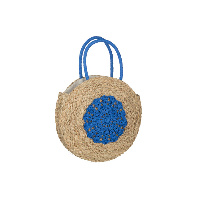 J-Line D- strandtas rond bloem zeegras nat/blauw 40x7x40cm 3009304 large