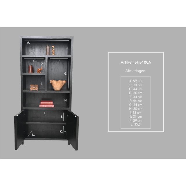 HSM Collection -wandkast met 5 vakken r-100x42x215--teak fineer 2922616 large