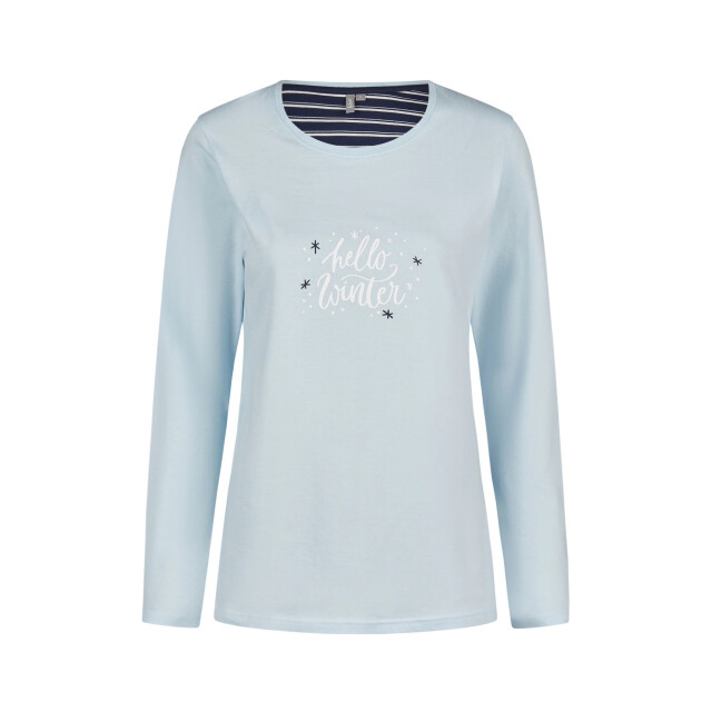 By Louise Dames pyjama set lang katoen lichtblauw BL-494-02 large