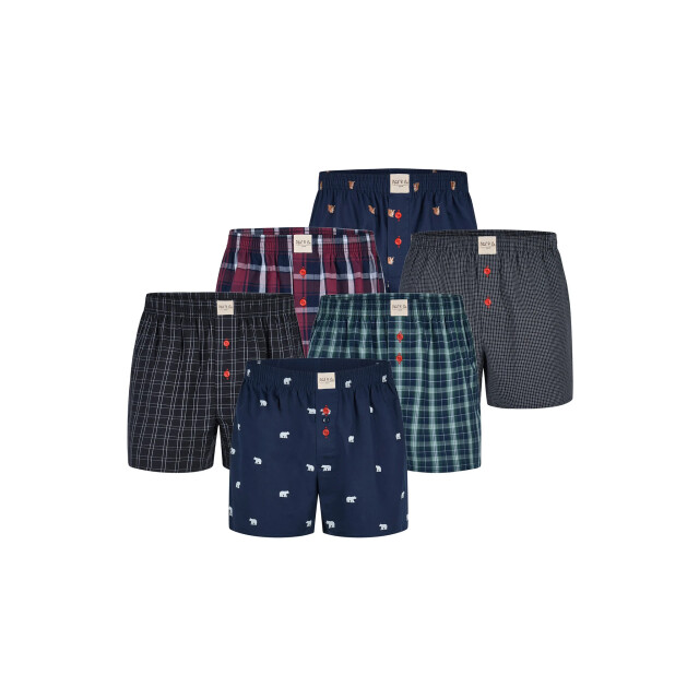 Phil & Co Wijde boxershorts heren geweven katoen pack 6-pack d410 PH-410 large