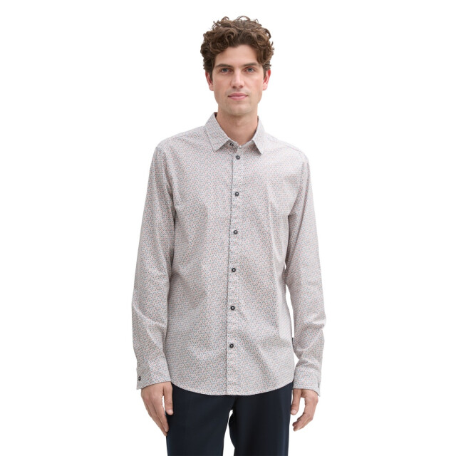 Tom Tailor Printed stretch shirt ecru dessin 5309.08.0064 large
