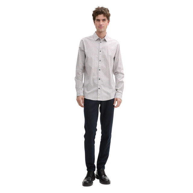 Tom Tailor Printed stretch shirt ecru dessin 5309.08.0064 large
