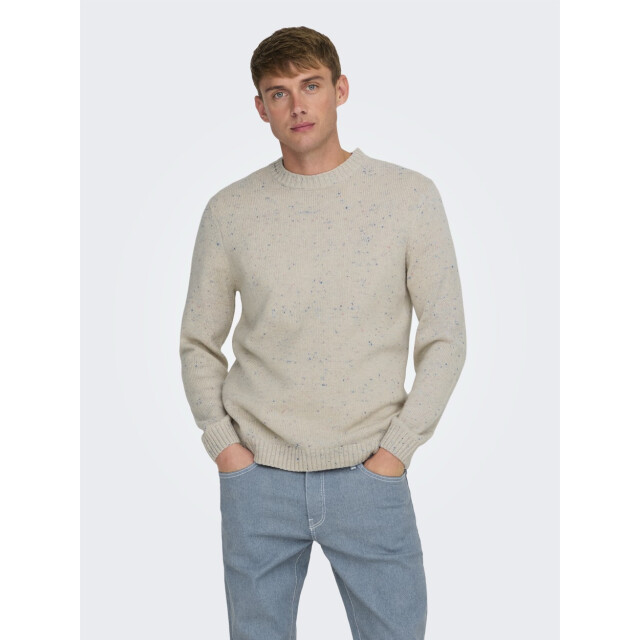 Only & Sons Onsricky reg 9 nap crew knit ecru dessin 5219.08.0028 large