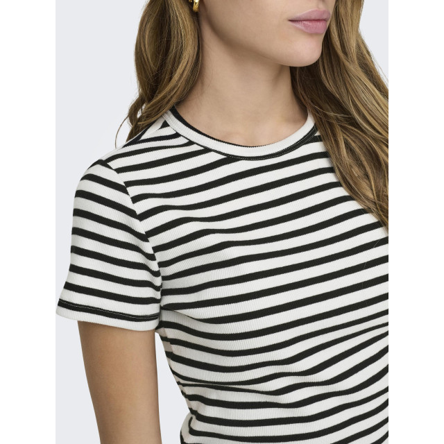 Jacqueline de Yong solar s/s o neck top jrs noos 15314449 cloud dancer stripes black 06011.198.0096 large