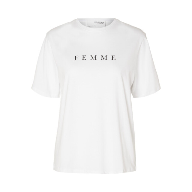 Selected Femme slfvilja ss printed tee w noos 16085609 bright white black 06011.100.0139 large