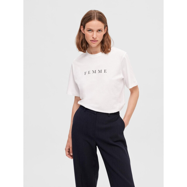 Selected Femme slfvilja ss printed tee w noos 16085609 bright white black 06011.100.0139 large