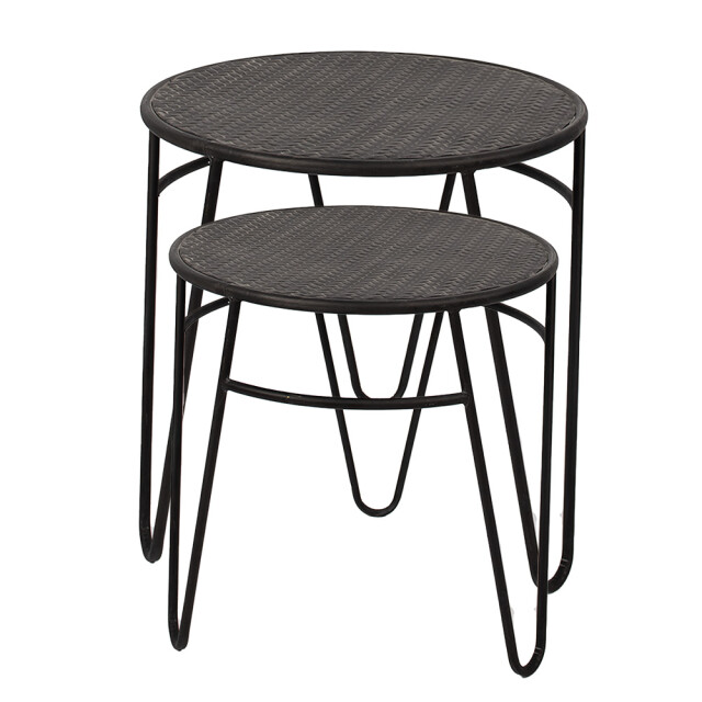 Clayre & Eef Bijzettafel set van 2 Ø 51 / Ø 41 cm ijzer 2449777 large
