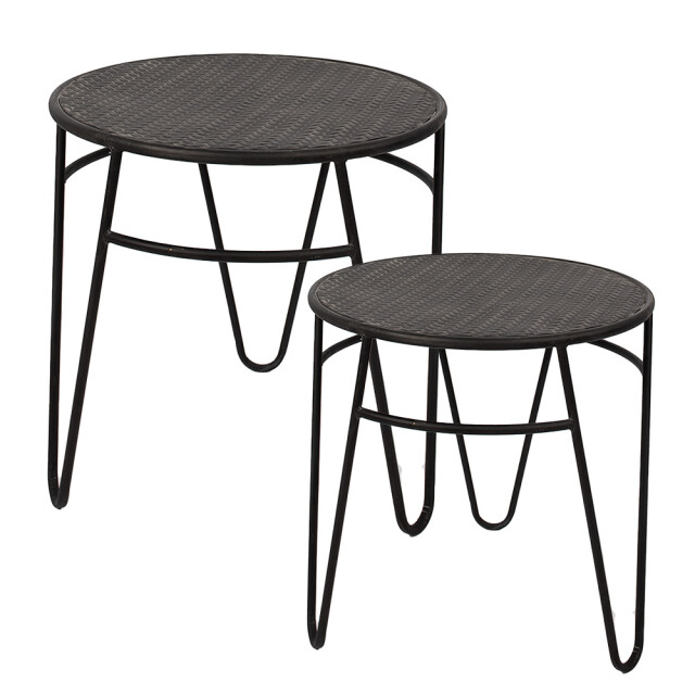 Clayre & Eef Bijzettafel set van 2 Ø 51 / Ø 41 cm ijzer 2449777 large