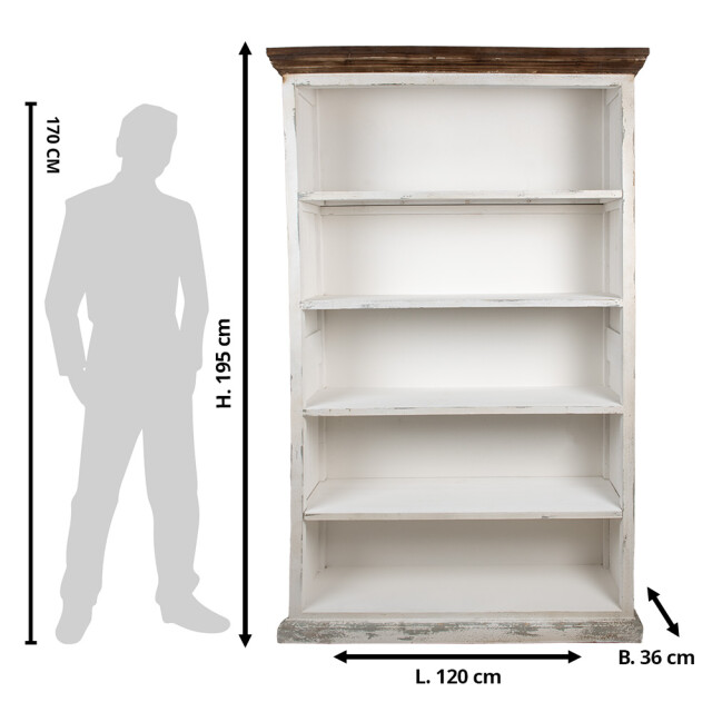 Clayre & Eef Boekenkast 120x36x195 cm hout kast 3040122 large