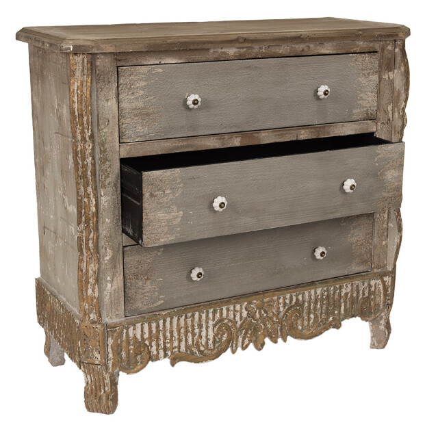 Clayre & Eef Dressoir 92x40x86 cm beige hout ladekast 2659363 large