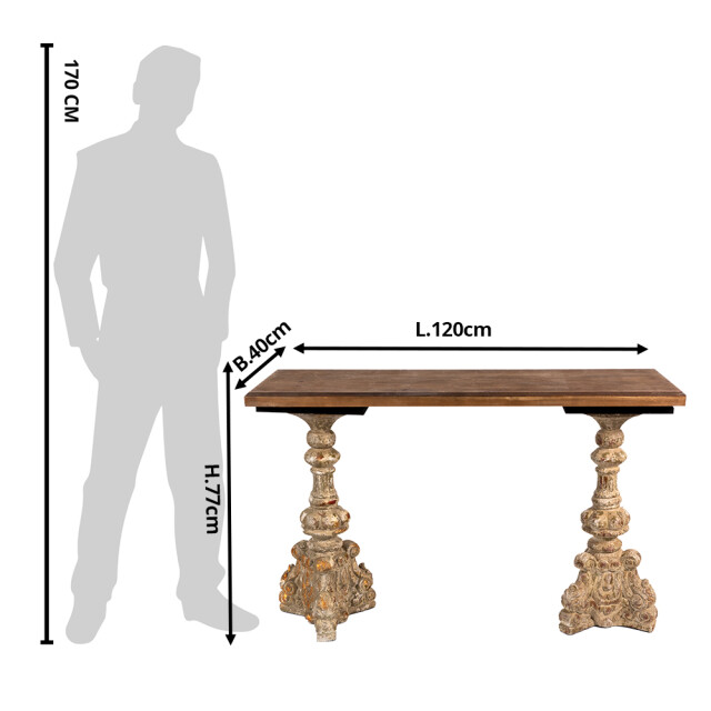 Clayre & Eef Bijzettafel Ø 70x77 cm hout sidetable 1851671 large