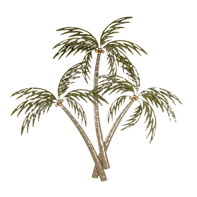 Clayre & Eef Wanddecoratie palm 90x100 cm bruin ijzer rechthoek palmboom 1533298 large