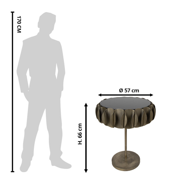 Clayre & Eef Bijzettafel Ø 57x66 cm ijzer glas 2398670 large