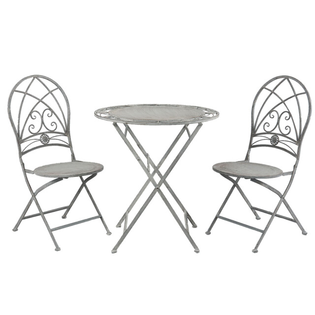 Clayre & Eef Bistroset bistrotafel bistrostoel 3-delig Ø 70x76 cm ijzer 1106117 large