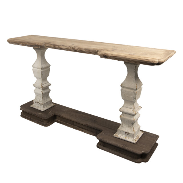 Clayre & Eef Sidetable 157x40x86 cm beige hout rechthoek wandtafel 1210838 large