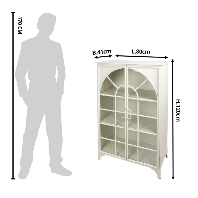 Clayre & Eef Vitrinekast 80x41x120 cm ijzer rechthoek opbergkast 1202818 large