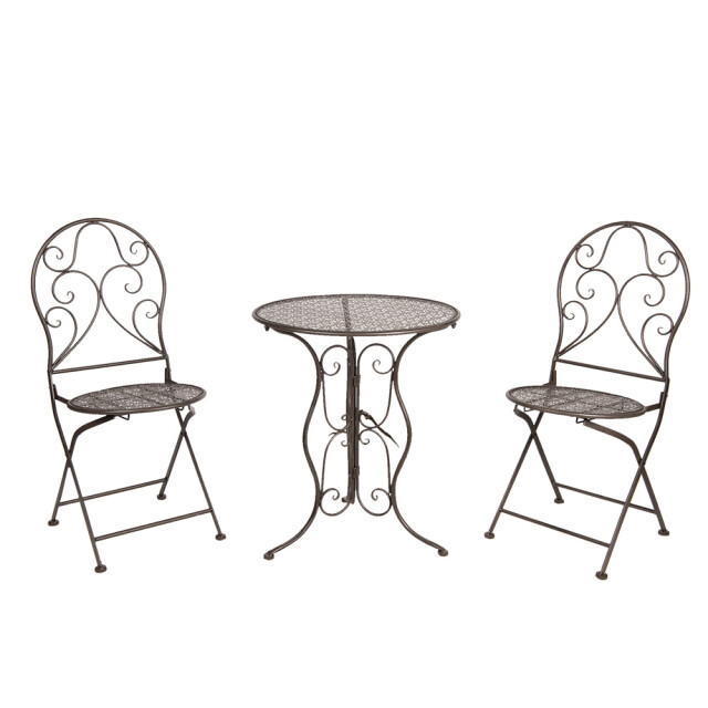 Clayre & Eef Bistroset bistrotafel bistrostoel 3-delig Ø 60x70 ijzer 1093361 large