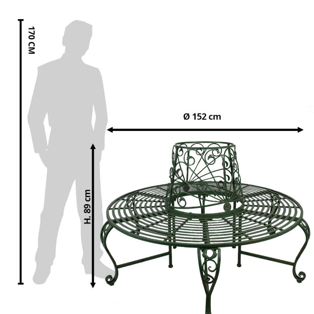 Clayre & Eef Tuinbank Ø 152x89 cm ijzer rechthoek bank buiten 2875084 large