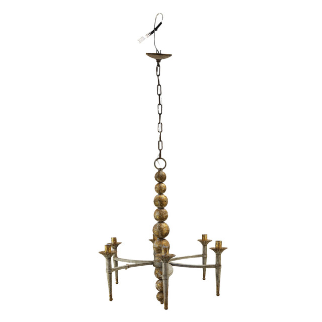 Clayre & Eef Hanglamp 69x61x79 cm goudkleurig ijzer hout hanglamp 2460830 large