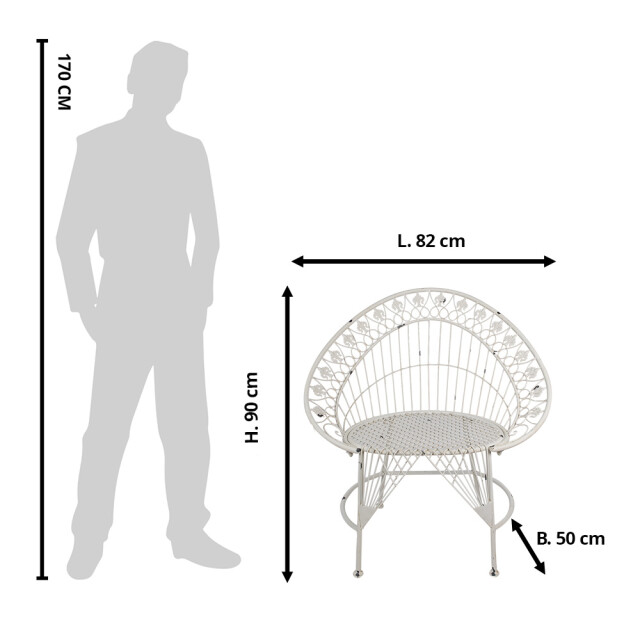 Clayre & Eef Tuinstoel 82x50x90 cm ijzer 2875086 large