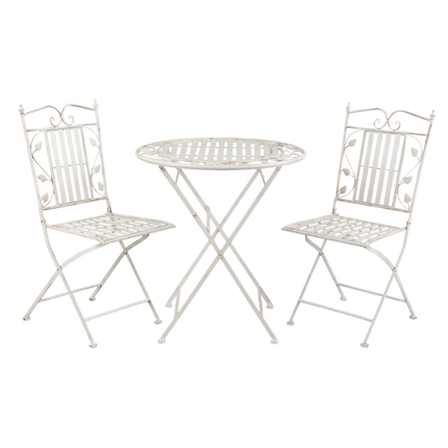 Clayre & Eef Bistroset bistrotafel bistrostoel 3-delig Ø 70x77 cm ijzer 1088904 large