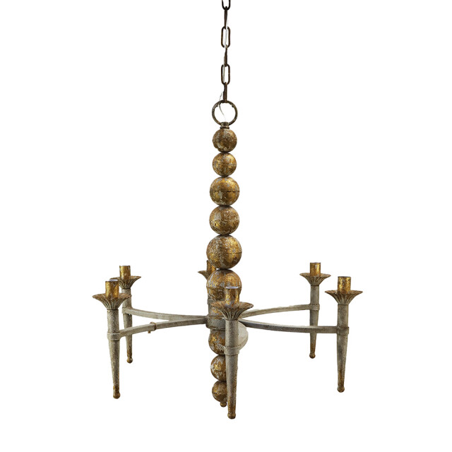 Clayre & Eef Hanglamp 69x61x79 cm goudkleurig ijzer hout hanglamp 2460830 large