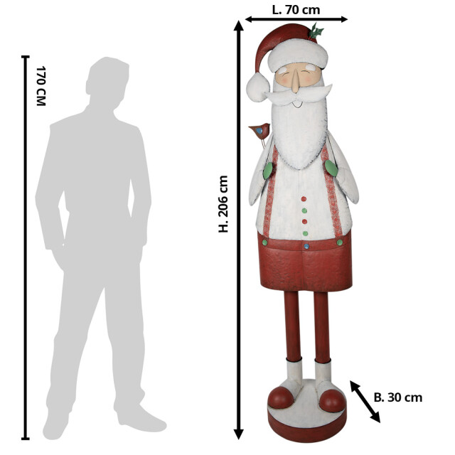 Clayre & Eef Beeld kerstman 206 cm ijzer kerstdecoratie 2709843 large