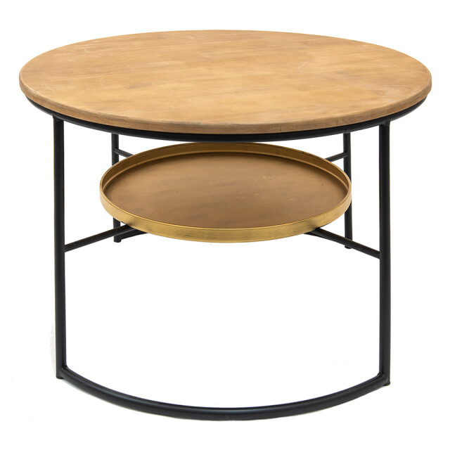 Clayre & Eef Salontafel Ø 81x52 cm zwart hout ijzer bijzettafel 1975434 large