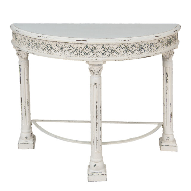 Clayre & Eef Sidetable 120x49x86 cm ijzer hout halfrond bloemen wandtafel 1935475 large