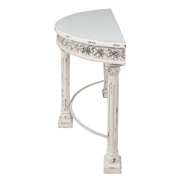 Clayre & Eef Sidetable 120x49x86 cm ijzer hout halfrond bloemen wandtafel 1935475 large