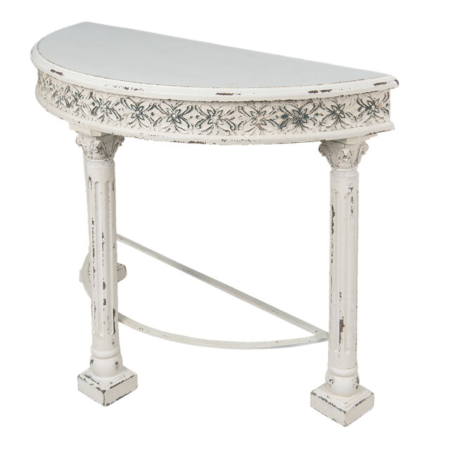 Clayre & Eef Sidetable 120x49x86 cm ijzer hout halfrond bloemen wandtafel 1935475 large