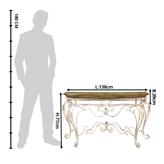 Clayre & Eef Sidetable 138x39x77 cm bruin hout ijzer wandtafel 1948937 large