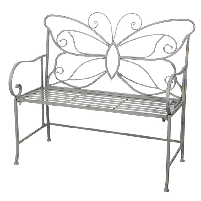 Clayre & Eef Tuinbank 108x55x99 cm ijzer rechthoek vlinder bank buiten 1244645 large