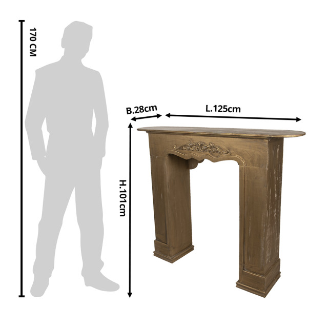 Clayre & Eef Schouw 125x28x101 cm hout rechthoek schoorsteenmantel 1236843 large