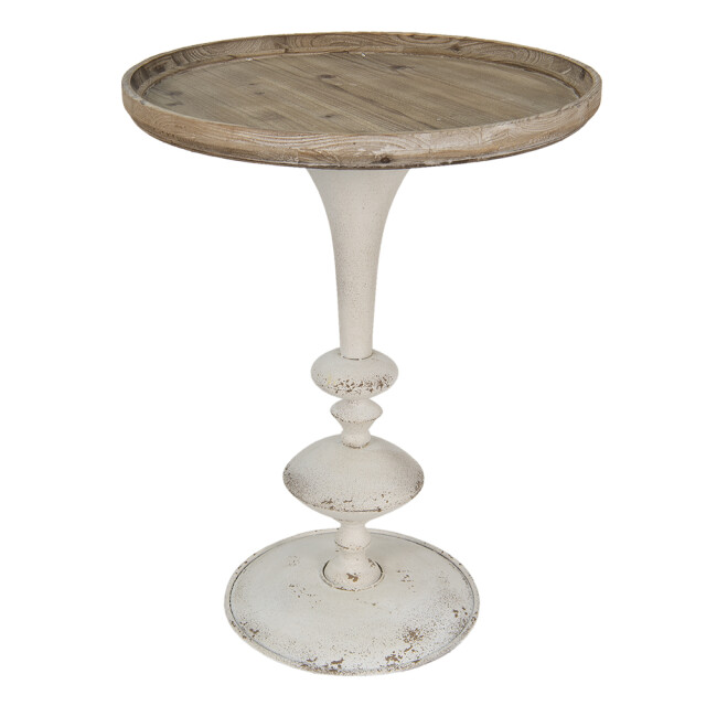 Clayre & Eef Bijzettafel Ø 60x76 cm wit hout rond 1948939 large