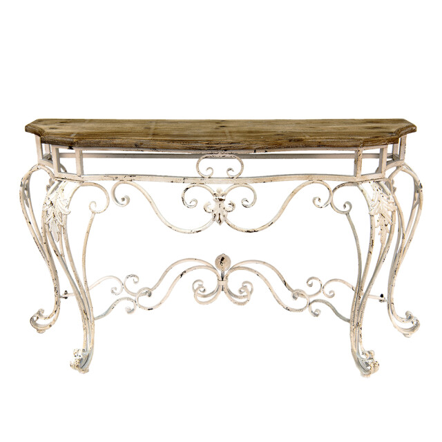 Clayre & Eef Sidetable 138x39x77 cm bruin hout ijzer wandtafel 1948937 large