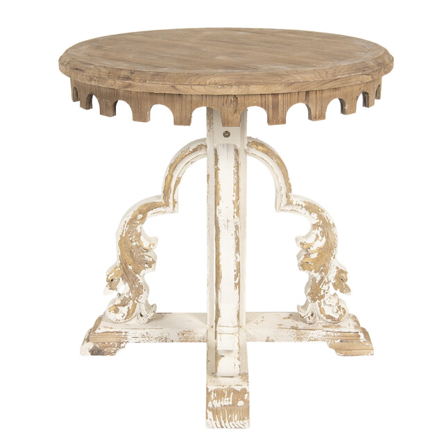Clayre & Eef Bijzettafel rond Ø 80x81 cm wit hout rond sidetable 1265422 large