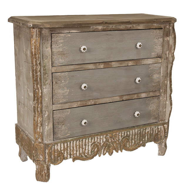 Clayre & Eef Dressoir 92x40x86 cm beige hout ladekast 2659363 large