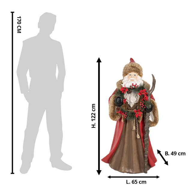 Clayre & Eef Kerstdecoratie met led-verlichting kerstman 65x49x122 cm 3040125 large