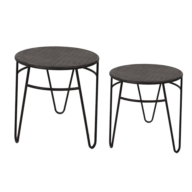 Clayre & Eef Bijzettafel set van 2 Ø 51 / Ø 41 cm ijzer 2449777 large