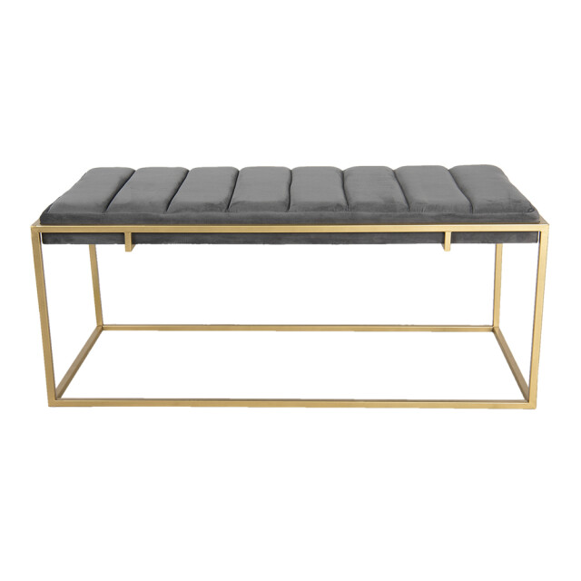 Clayre & Eef Poef 110x50x46 cm hout metaal rechthoek hocker 1269004 large