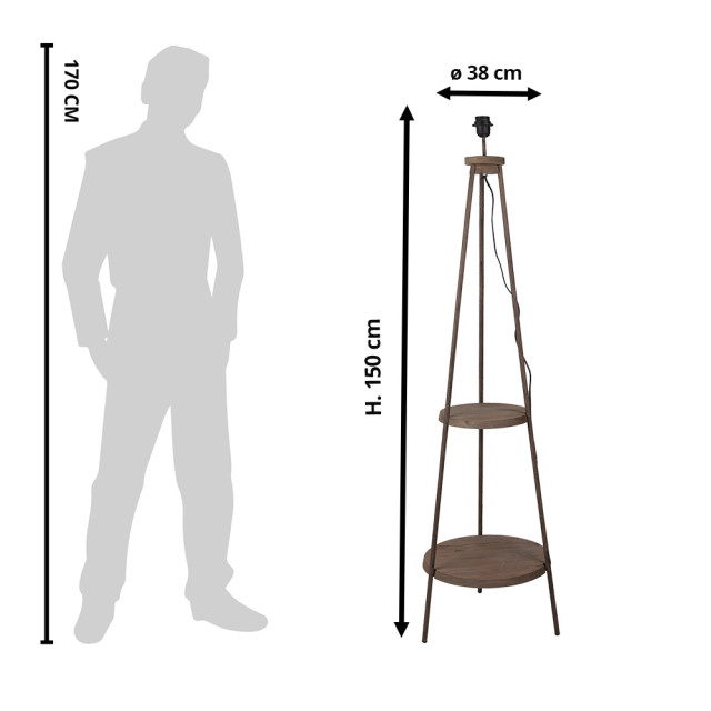 Clayre & Eef Vloerlamp Ø 38x150 cm hout ijzer rond staande lamp 2284870 large